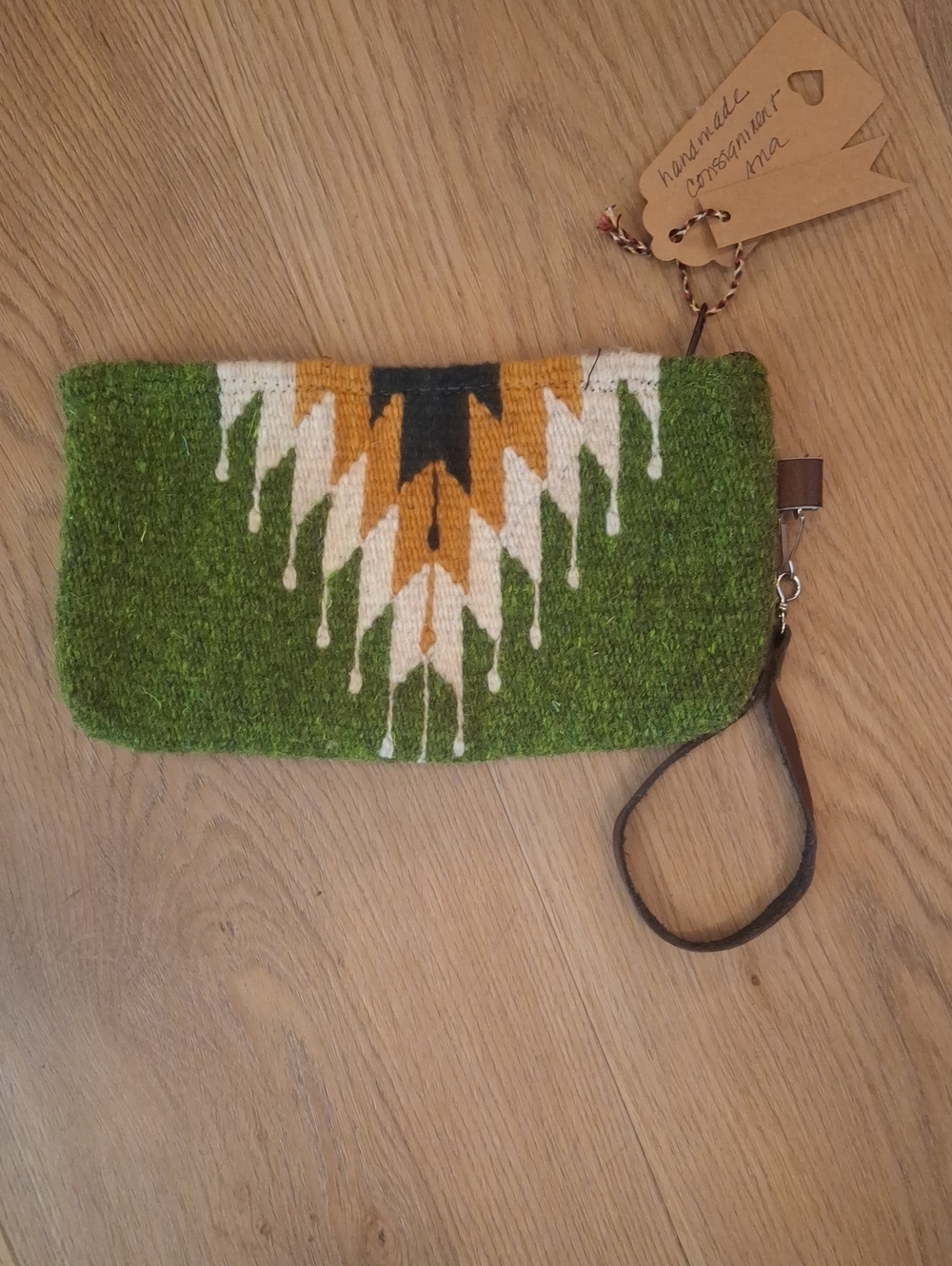 Authentic Oaxacan Handmade Green Wool Clutch